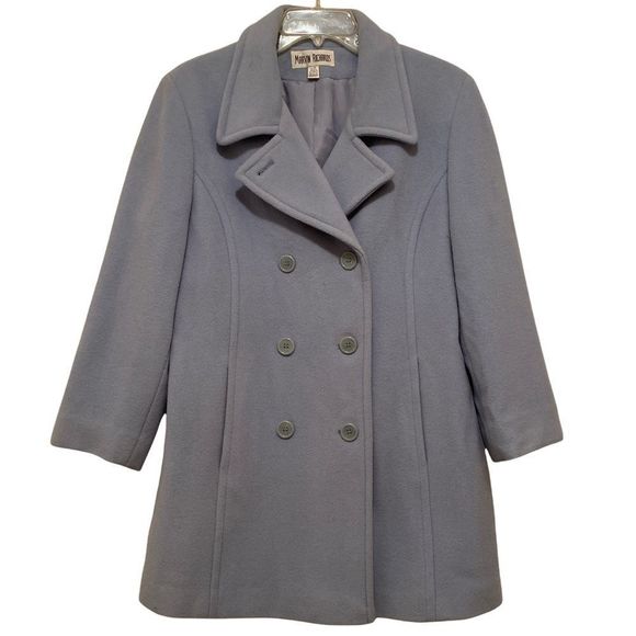 Vintage Marvin Richards Powder Blue Double Breasted Pea Coat Size Large - Picture 9 of 11